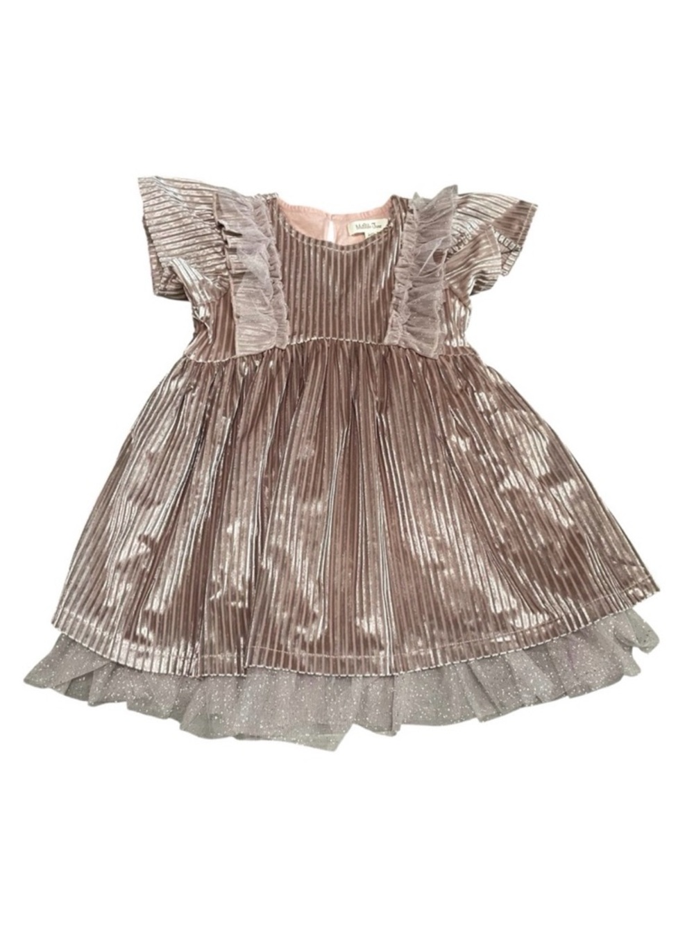 Matilda Jane‎ Girls Kori Dress Velvet Wide Ribbed with Glitter Tulle Size 2